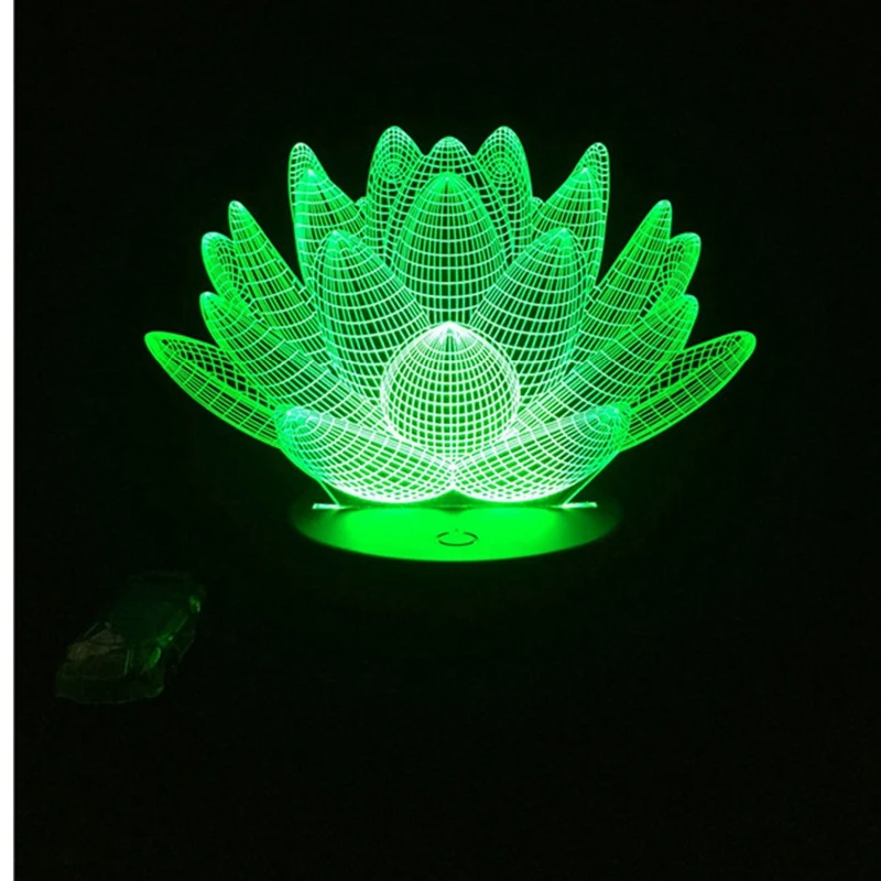 Promotion! Usb Led Lotus Flower Night Light 3D 7Colors Christmas Gifts Mood Lamp Press Kids Bedroom Table/Desk Sleeping Light, P