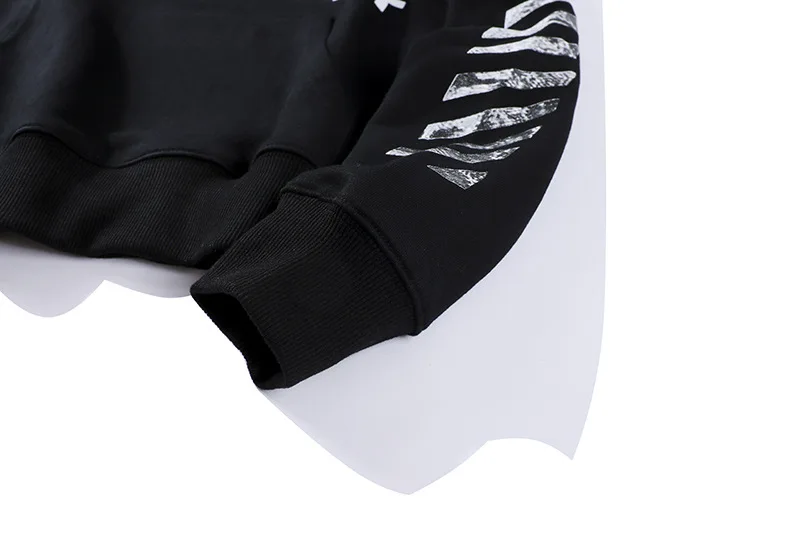 19SS OFF-WHITE OW Мужская Волна черная белая полоса Зебра линия Осень Зима Пара моделей Свободная куртка с капюшоном толстовки Толстовка