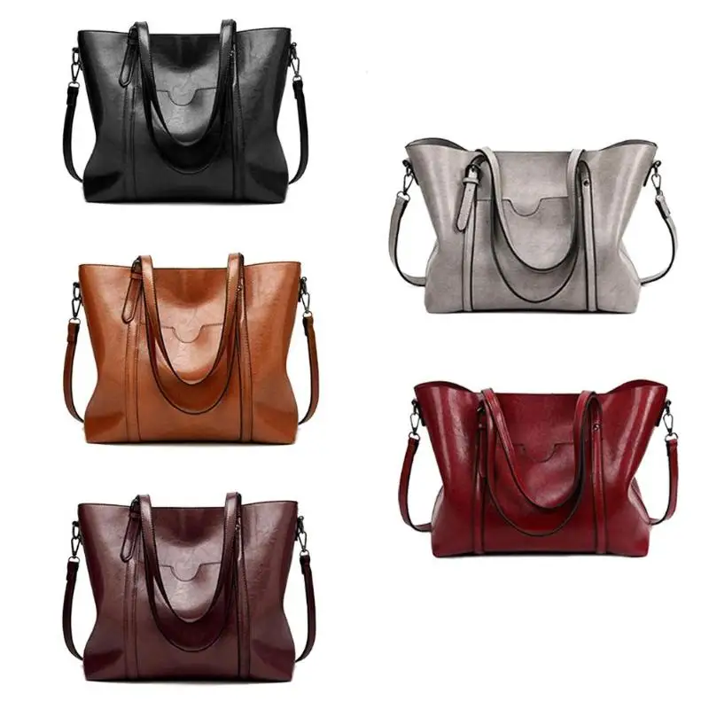 Women PU Leather Shoulder Crossbody Bag Large Capacity Shopping Messenger Handbag Ladies Classic Retro Tote Handbag