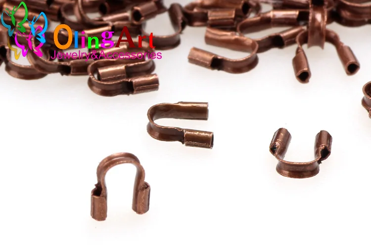 Olingart 100 Stück 6,5/4,5 mm Messingdrahtschutz, Drahtschutz, Schutzschlaufen, U-förmige Verschlüsse, Verbinder für die Schmuckherstellung – Detail 7