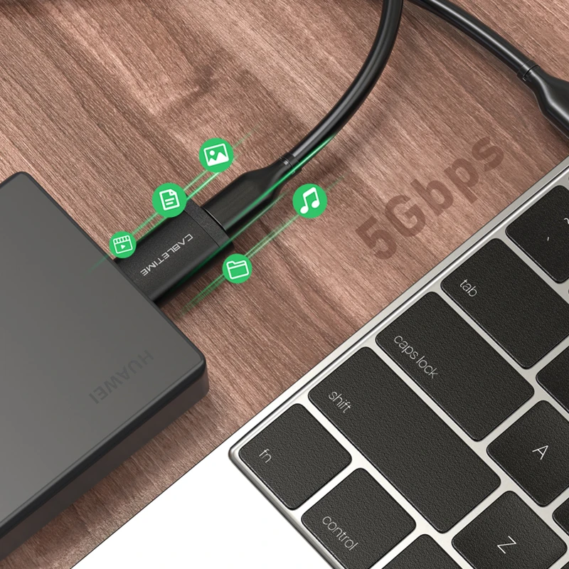CABLETIME USB 3.0 OTG 어댑터 C타입-USB 암 컨버터 (맥북 프로/에어, 휴대폰 및 노트북용) - 데이터 동기화 및 충전