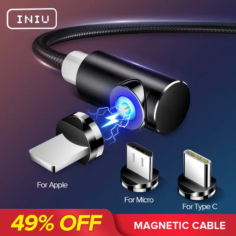 Iniu 2m Magnetic Cable Micro Usb Type C Adapter Charger Fast