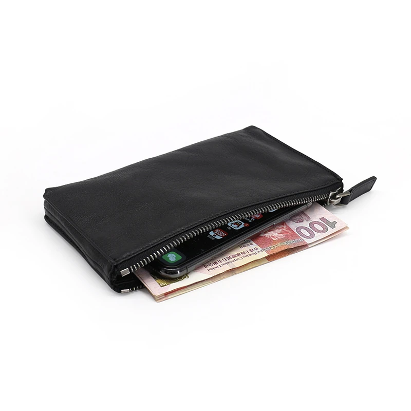 Новая мода мужской длинный бумажник первый слой кожа ручной работы Топ-конец воловья простая Женская молния телефон кошельки клатч кошелек для монет