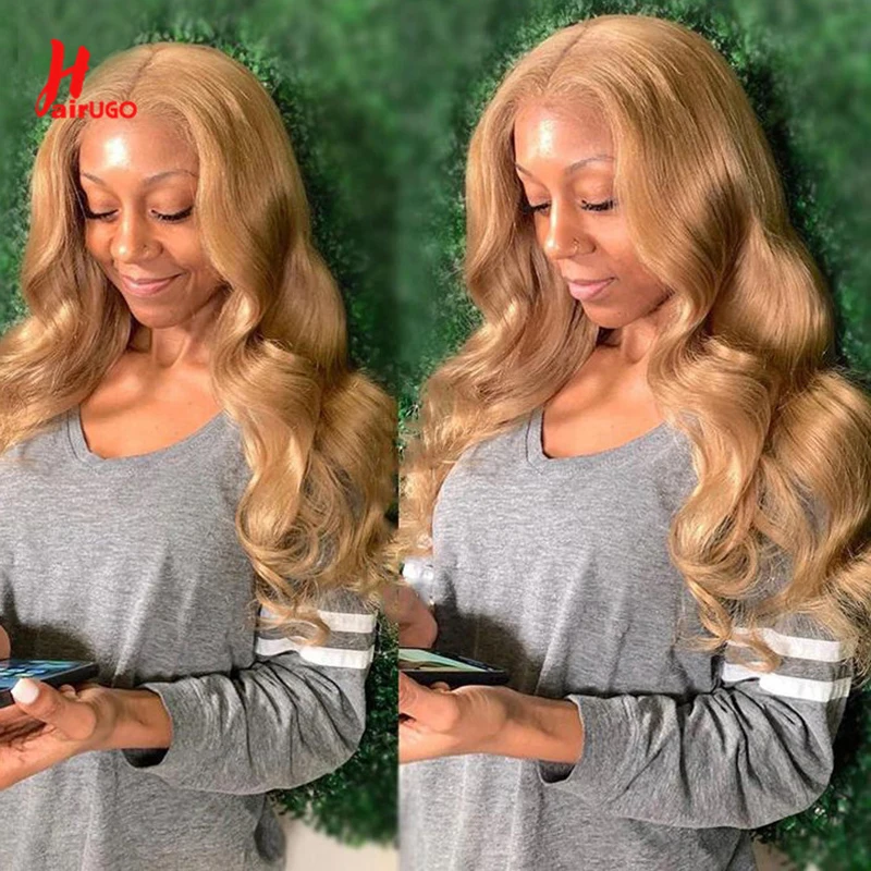 27# Body Wave Human Hair Bundles With Lace Front Brazilian Honey Blonde 13x4 Lace Front With Bundles Remy Hair Extension HairUGo