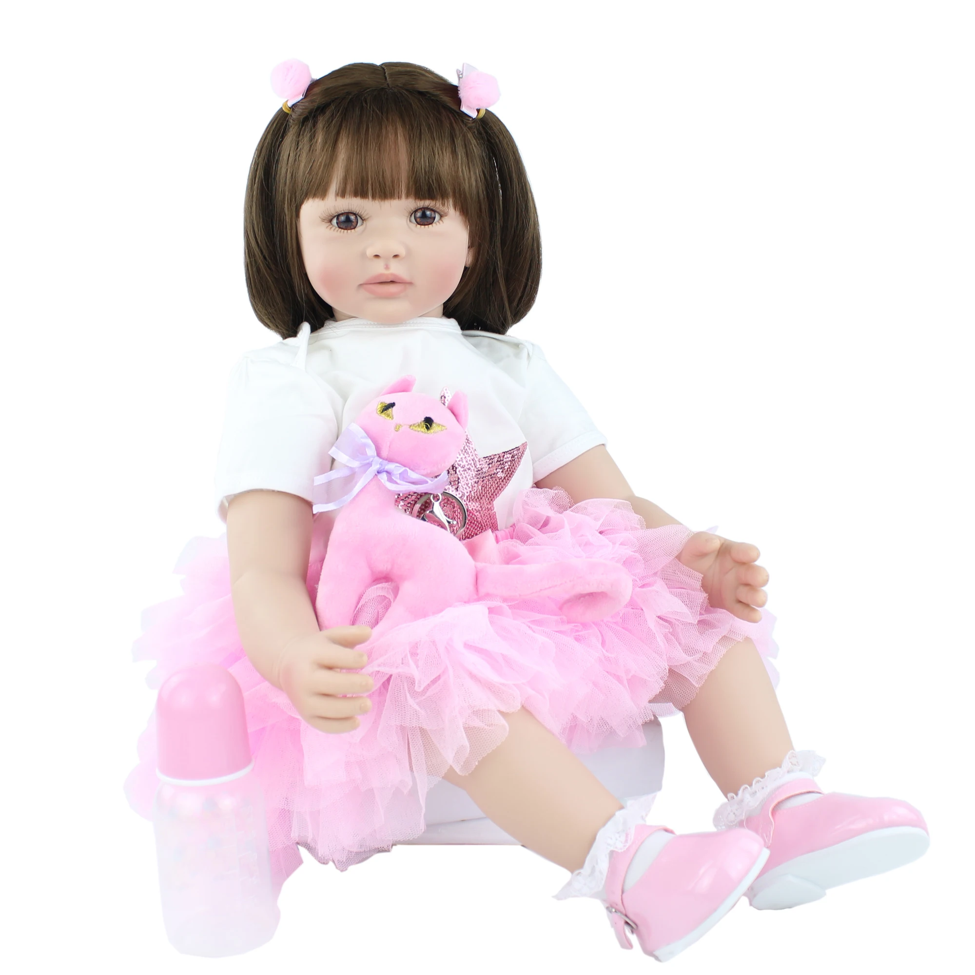 60 см Мягкая силиконовая кукла-Реборн, игрушки, реалистичные виниловые куклы принцессы для маленьких девочек, детские куклы, подарок на день рождения, игровой дом