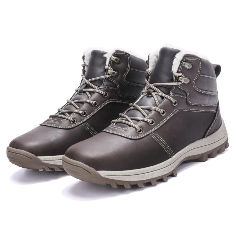 Brand Men Snow Boots Winter Plush Warm Men Climbing shoes Lace-Up strong Non-slip Male Ankle Boots Waterproof Man Work Shoes