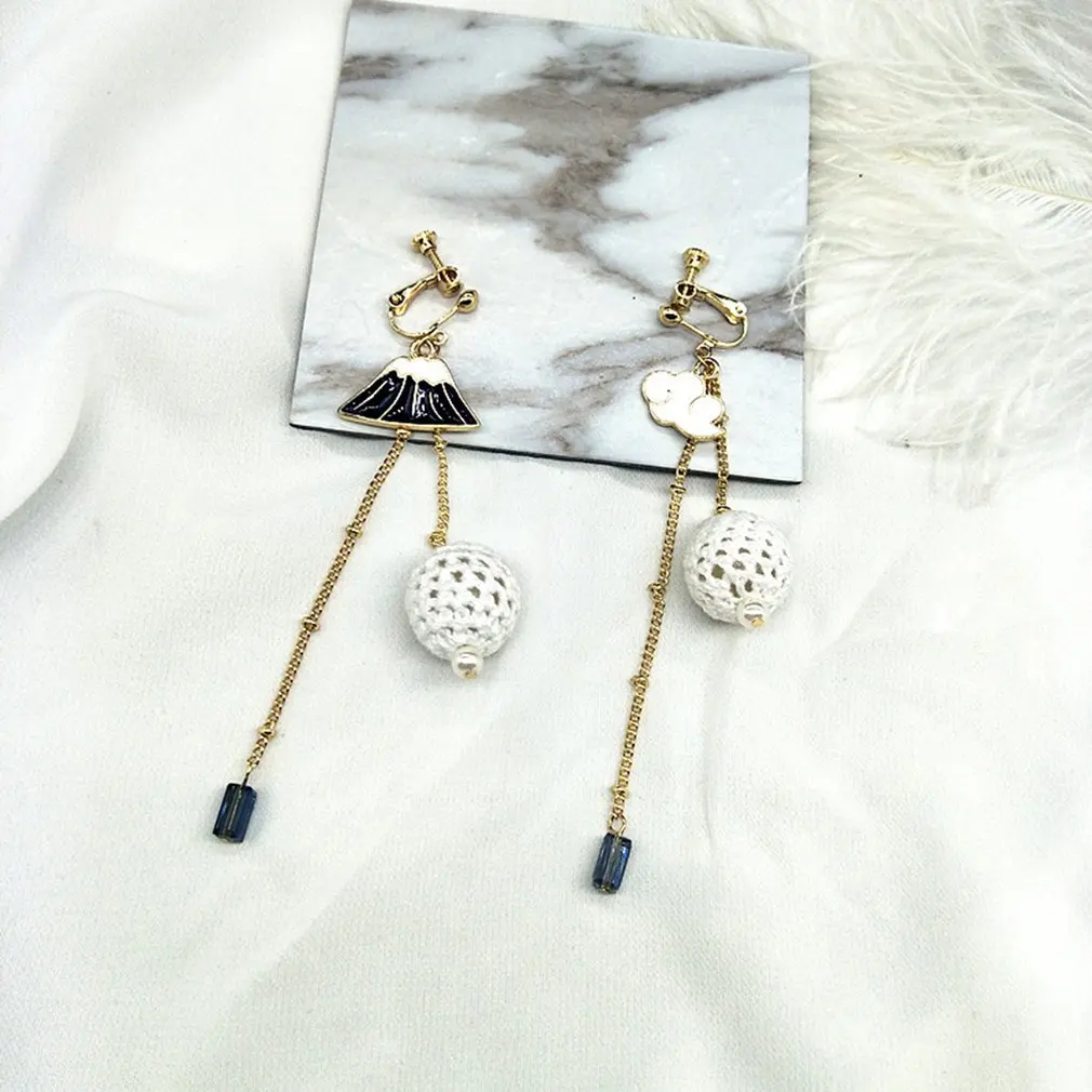 

New Female Earrings Asymmetric Long Fur Ball Earrings Trendy Holiday Party Anniversary Accessories Pendientes