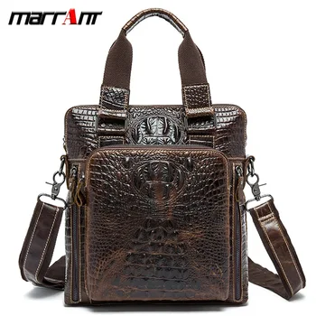 

MVA Men Business Handbags Genuine Leather Shoulder Bag Crocodile-pattern Crossbody Handbag Fashion Leather Messenger Bag for men