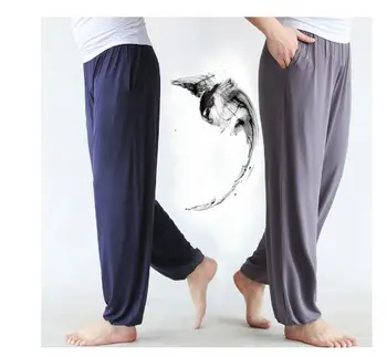 Elastyczny pas modalne joga spodnie mężczyzn z kieszeniami sportowe spodnie luźne spodnie Tai Chi spodnie Baggy joga spodnie Harem spodnie odzież sportowa spodnie dresowe tanie i dobre opinie POLIESTER