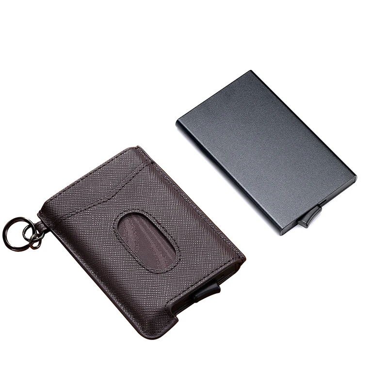 Высокое качество Rfid держатели для кредитных карт мужской кошелек Бизнес-держатель для карт чехол тонкий карман для денег сумка безопасности смарт-кошелек автоматический - Цвет: Coffee A