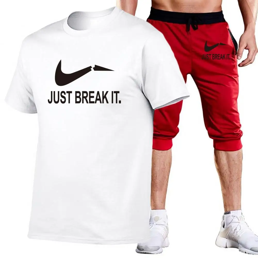 

Fashion men's summer hot sale suit T-shirt + shorts two-piece casual sportswear new men's casual T-shirt GYM fitness sports suit