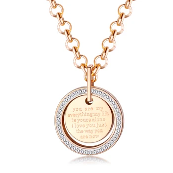 

Women Love Necklace 2020 New Hot Sale Jewelry Promise Letter Tag Distance Steel Rose Gold Crystal Pendant Love Gift 1579