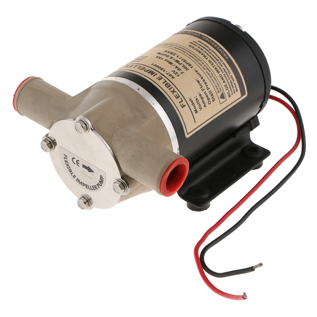 12V 8 GPM 30 LPM Self Priming Centrifugal Impeller Bilge Pump Marine RV For Baot Yacht Truck Trailer Sea/Fresh/Salt/Bilge Water