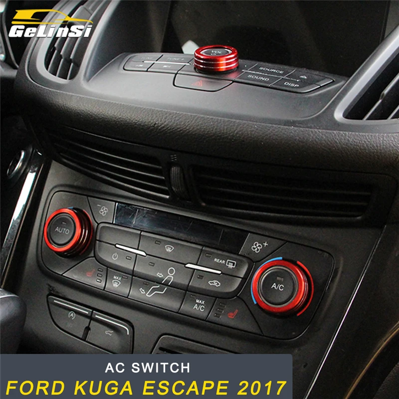 

GELINSI A/C Switch Button Panel Cover Trim Frame Sticker Interior Accessories For Ford KUGA Escape 2017 2018 Car Styling