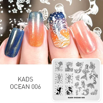 

KADS Stamping Plate Ocean 006 Beauty Mermaid Design Image Template Manicure Nail Stencil Templates Stamps 3d Nail Mold