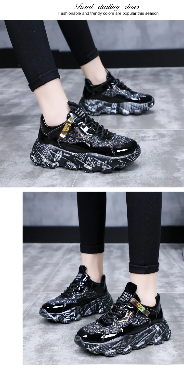 Сетчатые массивные кроссовки на шнуровке с граффити; Sepatu; дышащие кроссовки для женщин; Массажная обувь для бега; обувь, увеличивающая рост; Deportivas Mujer