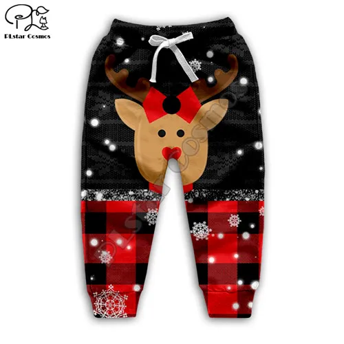 kids pants Детская толстовка с объемным принтом олень Санта Клауса для костюмированной вечеринки на Рождество Детская толстовка пальто на молнии для снежной погоды футболка для мальчиков и девочек штаны - Цвет: kids pants