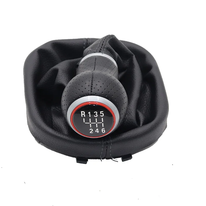 5/6 скорость кожаная автомобильная ручка переключения передач рычаг Gaitor Boot Cover для VW Touran Caddy MK2 2003-2010 2004-2009 автомобильные аксессуары - Название цвета: 6 speed type 2