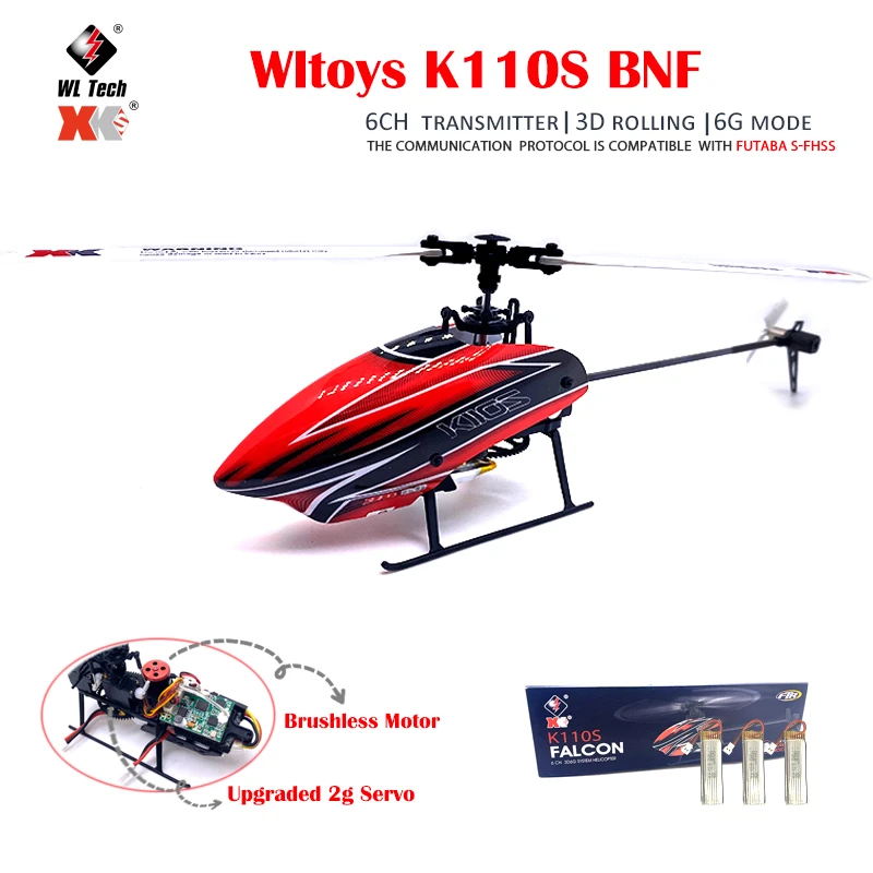 Wltoys XK K110s RC Helicopter BNF 2.4G 6CH 3D 6G System Brushless Motor