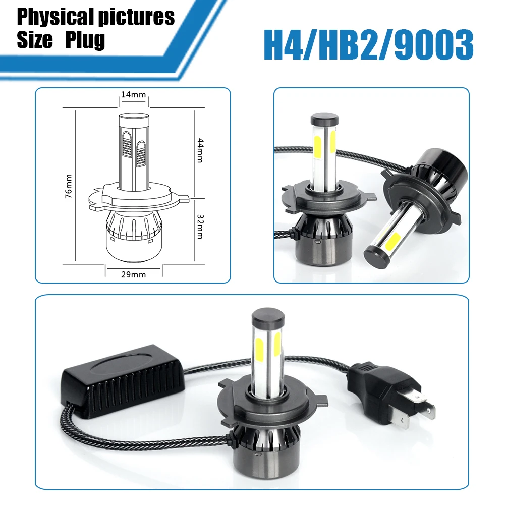4 боковых окон автомобиля светодиодный фар большие люстры 50 Вт 20000LM H7 H4 H11 9005 9006 HB3 HB4 HB5 9012 D1 D2 D3 D4 9004 9007 9008 5202 H13 H15 H16