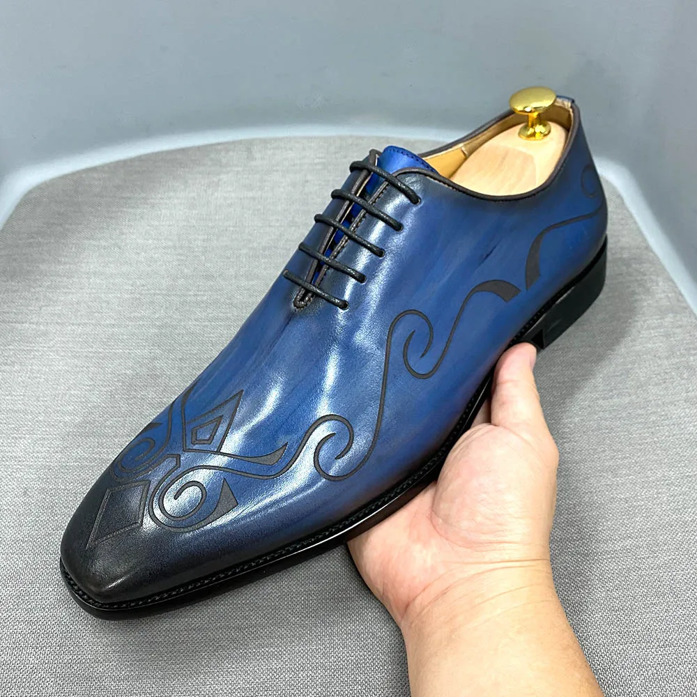 Luxury Pointed Toe Men Whole Cut Oxford 