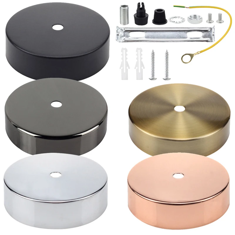 Ceiling Plate Round Black White Silver 8/10/12/15cm Vintage Disc Light Accessories Tray For Pendant Lamp&Wall Light Lamp Base