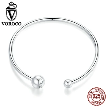 

VOROCO 2020 Simple Stretch Adjustable Bracelet 925 Sterling Silver Simple Design For Women Wedding Fine Jewelry BKB198