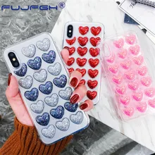 Новая мода Bling блеск сердце клей силиконовый корпус чехол для iPhone 7 8 XR XS Max 6 6s плюс задняя крышка 3D любит блестки мягкий чехол