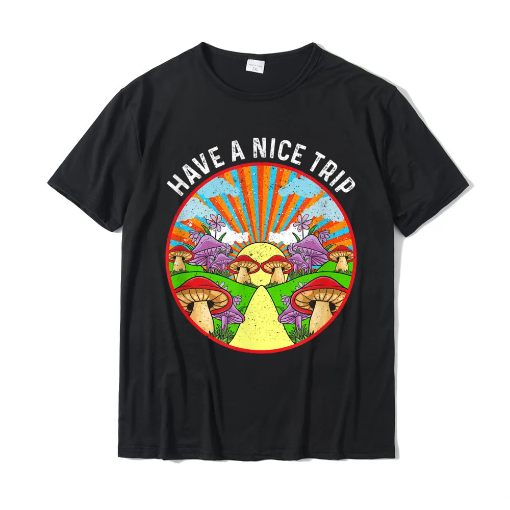 Printed Classic Men Tshirts Round Neck Short Sleeve Cotton Fabric T Shirt Summer Tops T Shirt Drop Shipping Funny Have A Nice Trip LSD Acid Hallucinate Magic Mushrooms T-Shirt__20059 black