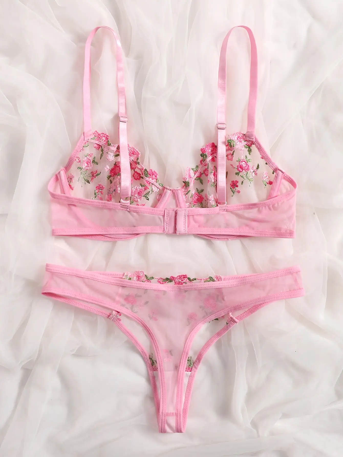Ellolace Lingerie Sexy Floral Embroidery Underwear Transparent Lace Short Skin Care Kits Delicate Fairy Set Woman 2 Pieces