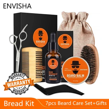 

7PCS/SET Beard Kit Men Barba Beard Essence Oil Moustache Balm Moisturizing Wax Styling Tool Scissor Beard Care Set Drop Shipping