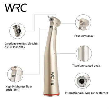 

With Optic Fiber For E-TYPE Motor Dental 1:5 Increasing Contra Angle Low Speed 4 Water Spray low Push Redring Handpiece