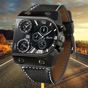 

Men Watches Mens Quartz Casual Leather Strap Wristwatch Sports Man Multi-Time Zone Military Male Watch Clock Relogios Masculino