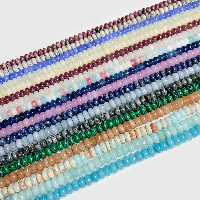 

5x8mm Natural Stone Rondelle Beads Colorful Chalcedony Angelite Jades Abacus Quartz Loose Bead for DIY Making Bracelet Accessory