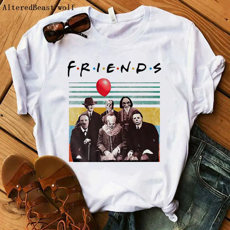 Забавная модная футболка с надписью FRIENDS в стиле Харадзюку Женская Повседневная