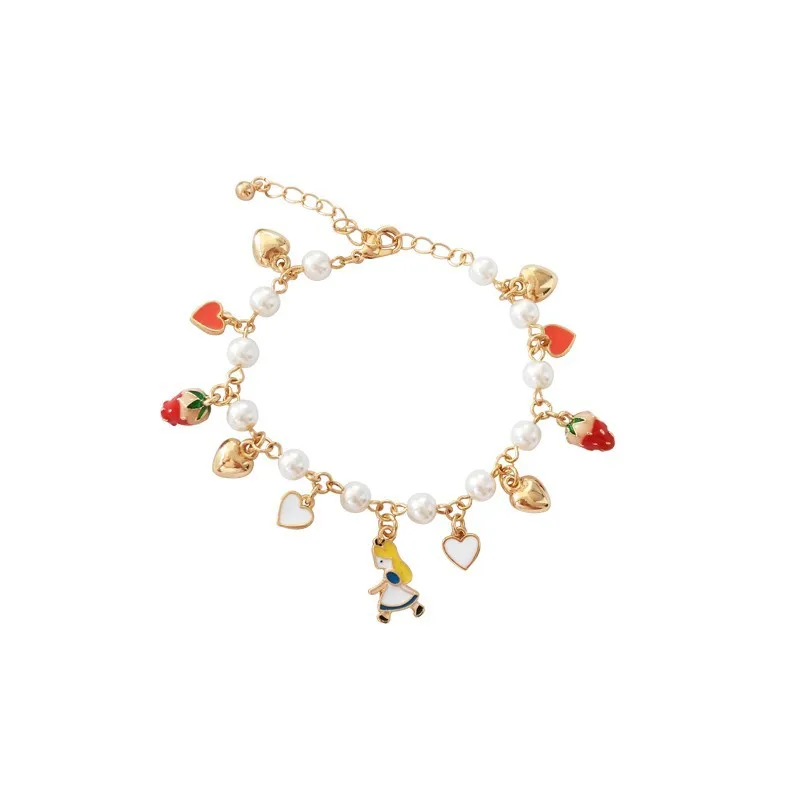 

Accessories Source Factory Wholesale Alice in Wonderland Pearl Bracelets Strawberry Heart Pendant Oil Drop Hand Jewelry