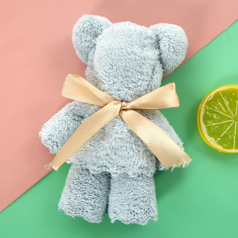 NEW Coral Velvet Bear Shape Hand Towel Face Washing Towel Super Absorbent Comfort Towels Baby Shower Party Wedding Gifts 35x75cm