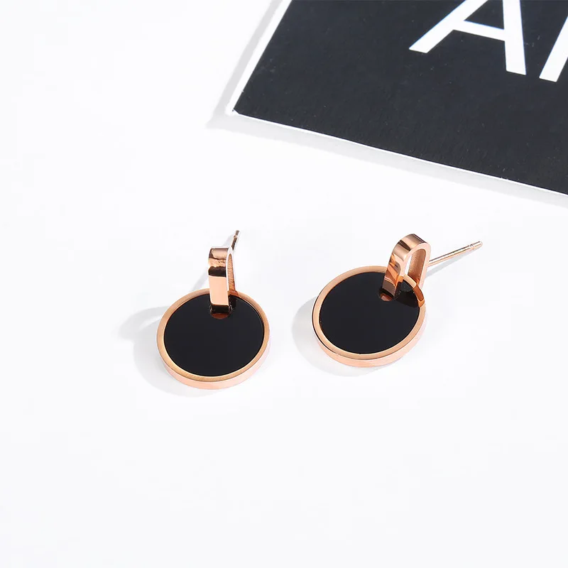 Женские титановый гвоздик серьги из розового золота с кристаллами стразы