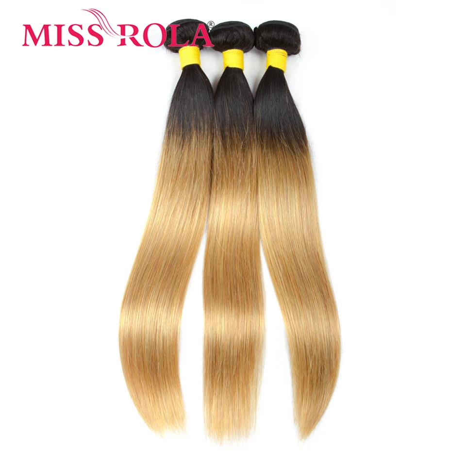 Miss Rola Brasilianisches Glattes Echthaar, Weben mit Spitzenverschlüssen, 3 Bündel mit 4 x 4-Verschluss, Ombre 1B27, 1B30, 1B99, Remy-Haar – Detail 5