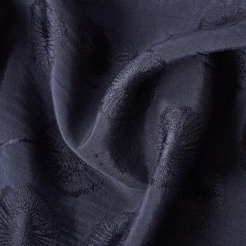 

Cotton and linen blended fabric 2019 dandelion jacquard navy blue high-grade apparel fabric High-end linen fabric