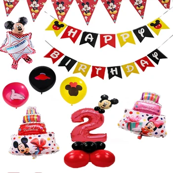 

32 Inch Red Cartoon Mickey Number Age Foil Ballon Children Cute Cartoon Happy Birthday Latex Balloons Party Decorations Supplies