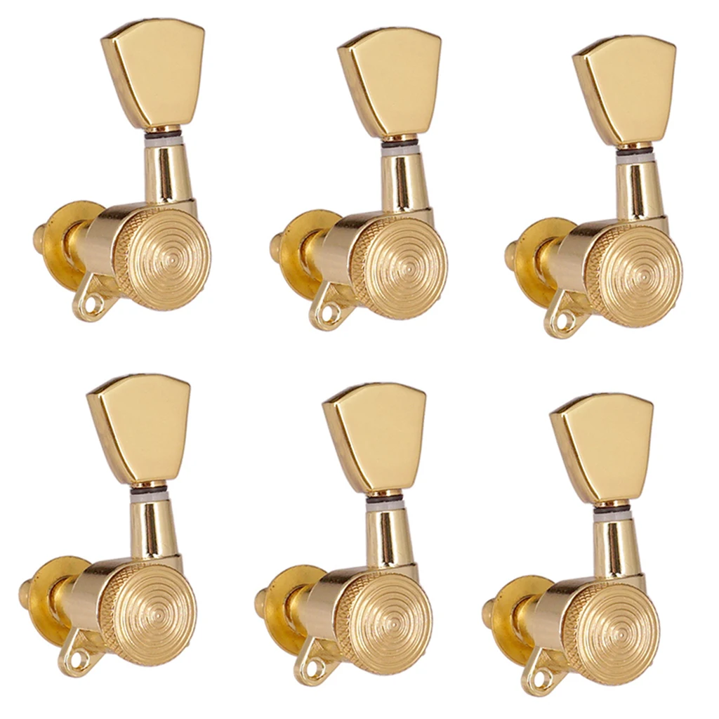 6 Pieces 6L Left Closed String Tuning Keys DIY for Acoustic Electric Guitar Parts, Golden