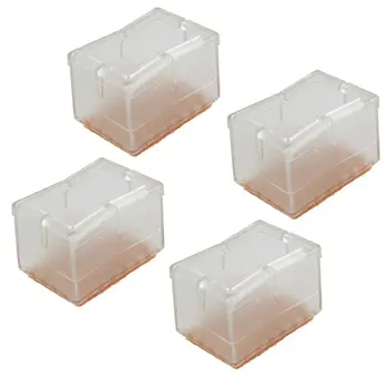 

Pack Of 4 Rectangular Transparent Silicon Gel Chair Leg Caps Feet Pads Furniture Table Covers Wood Floor Protectors