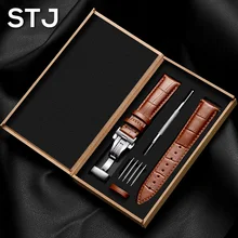 STJ 18 мм 20 м 22 мм 24 мм ремешок для часов из натуральной кожи для samsung Galaxy gear s3 ремешок для часов для Galaxy Watch Active 42 мм 46 мм