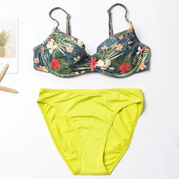 

Fashion Women Floral Print Bikini Push-Up Pad Swimwear Set Bathing Swimsuit 2020 New Product Hot Sale Leisure Sexy beach seaside