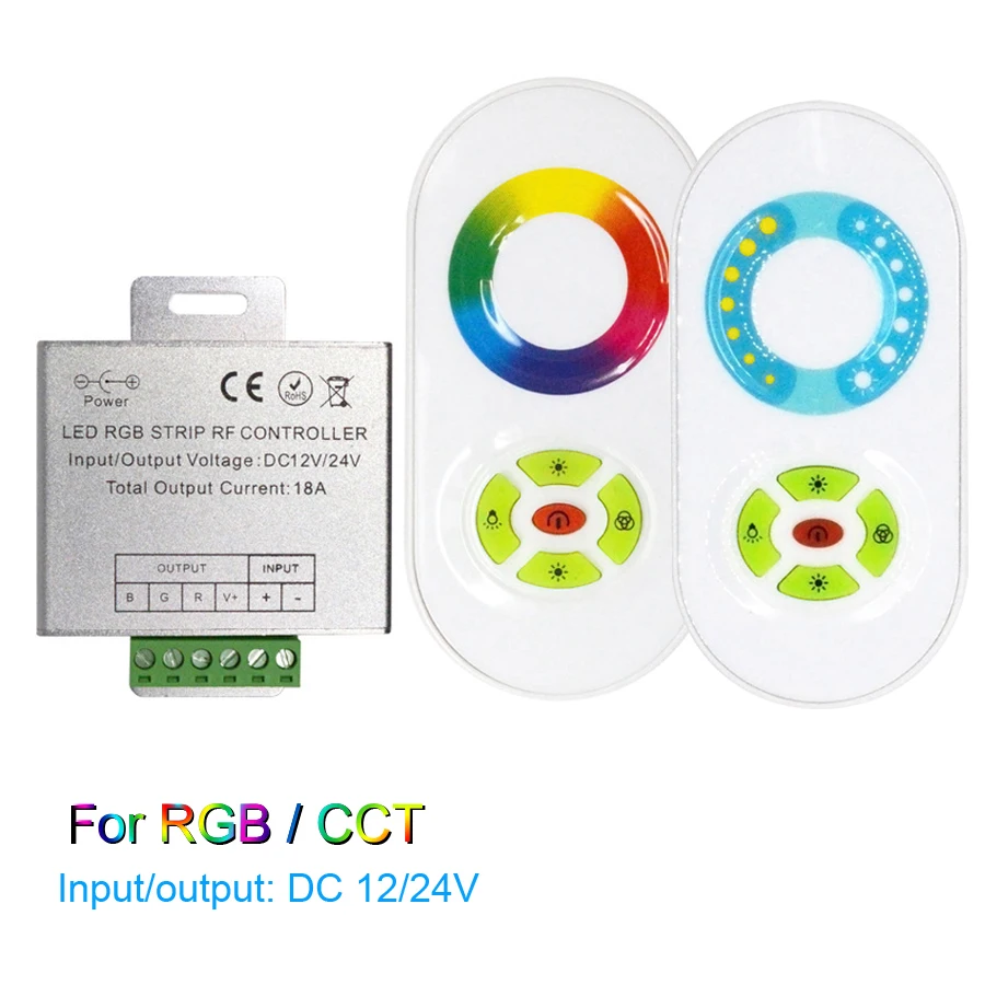 

Wireless Touch Control CCT Rgb Led Strip Controller Dimmer Remote Control IR Led Controller 12v Plastic LED Lights Controller