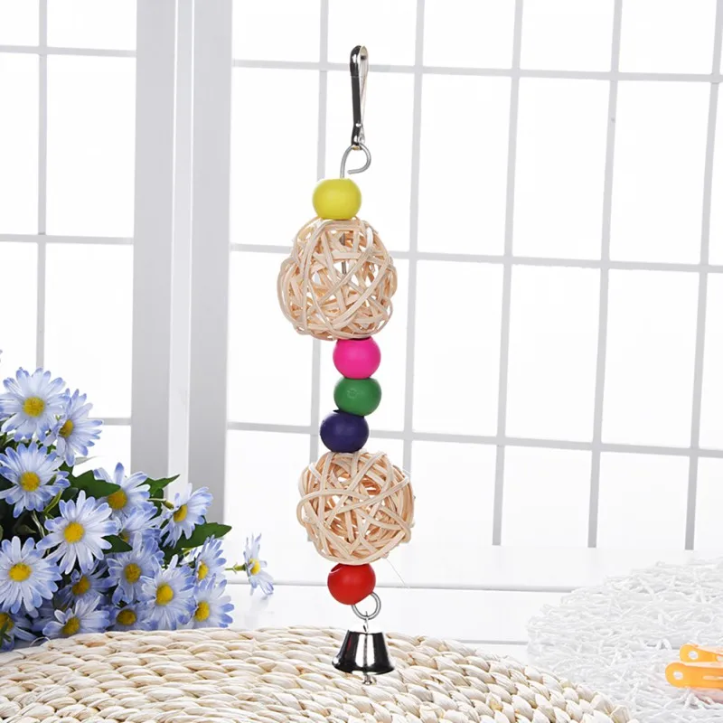 Parrot Pet Bird Bites Chew Toy Hanging Cockatiel Parakeet Climb Chewing Cage With Bell Bird Toys 1