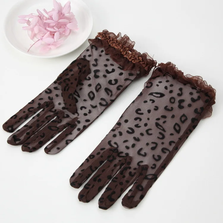 Креативные леопардовые украшения короткие кружевные перчатки для сцены вечерние женские перчатки