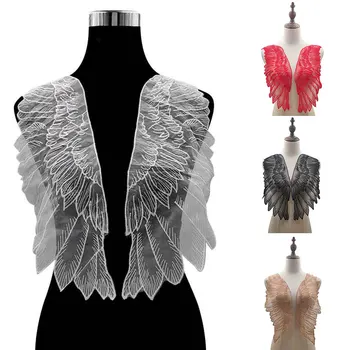 

1 Pairs Organza Embroidered Wings Lace Embroidery Patches DIY Lace Collar Neckline Decorate Sewing Craft Supplies Patches White