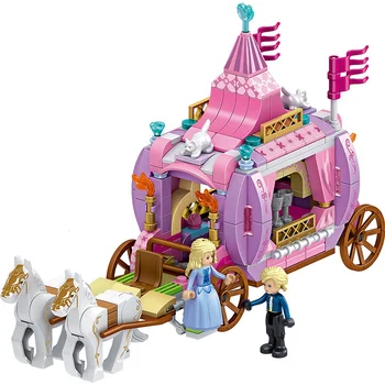 

Cinderella Princess Royal Carriage Building Blocks Princess Figures Compatible Friends Blocks Bricks Model Toys Girls Gift